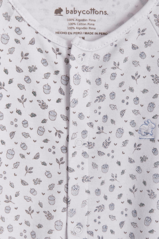 Our Leaves footless pyjama is just as comfy and practical as any other footie. Your little one can grow with it and wear it for a longest time. Soft, cute and delicate, it makes a perfect gift! Colour: White with coloured details. Composition: 100% Peruvian Pima Cotton.  Made in Peru. Machine washable. Safety warning: Keep away from fire.