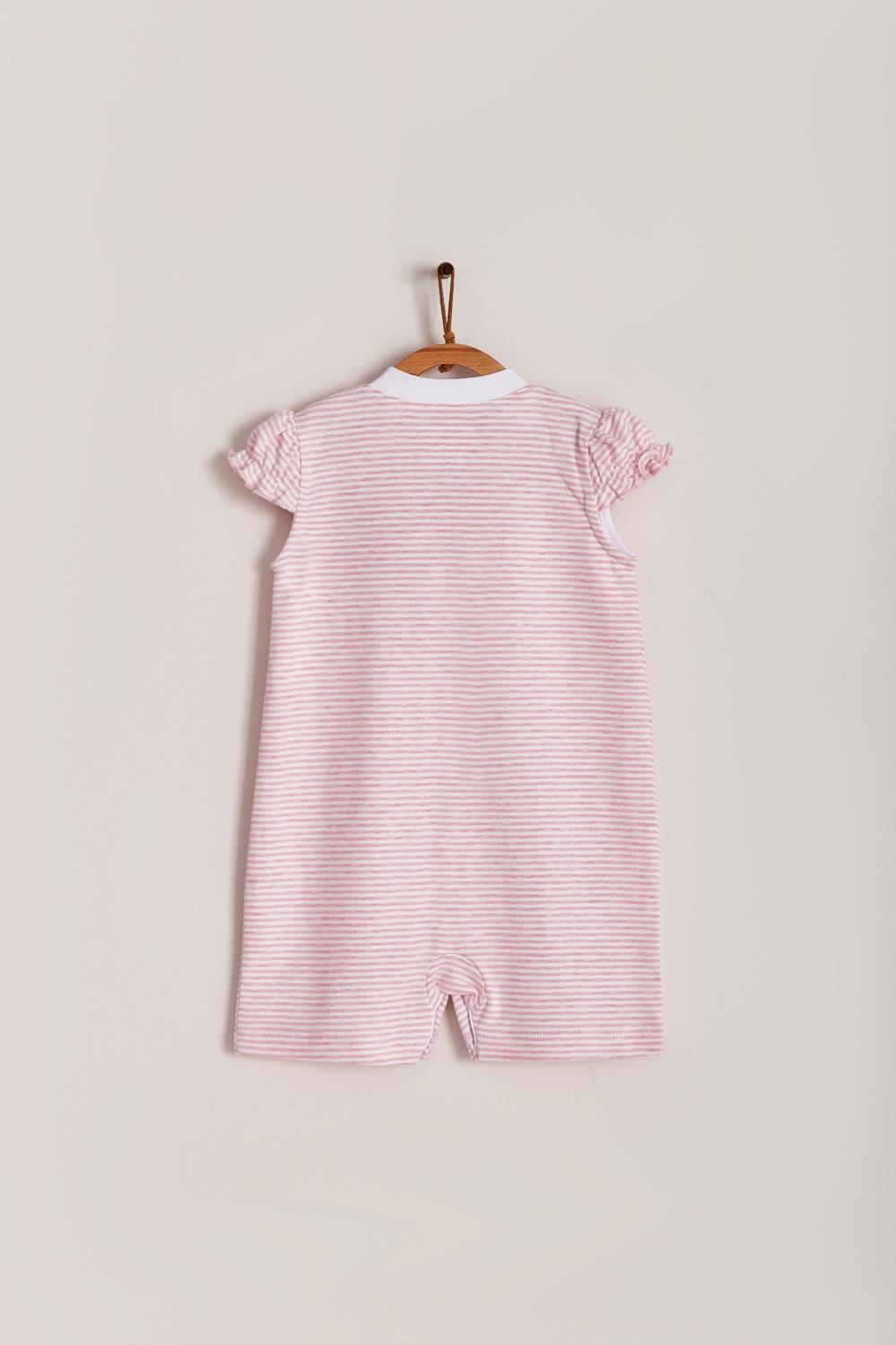 Our striped Naptime short playsuit with full snap closure make it super easy to slip on. Very cool and fresh! Ideal for your baby’s spring/summer wardrobe. Pair it with our Naptime bibs for the perfect look! Colour: White and pink. Composition: 100% Peruvian Pima Cotton.  Made in Peru. Machine washable. Safety warning: Keep away from fire.