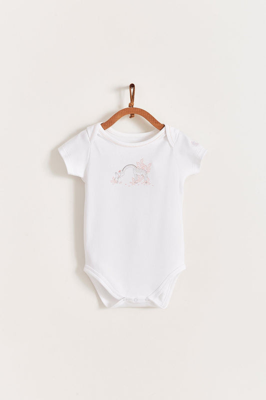 This beautiful short sleeve bodysuit from our Colette & Joa collection is made with the softest Pima Cotton.  Perfect for a playtime occasion.  Pair it with any of our sweatpants or overalls for the perfect look. Composition: 100% Peruvian Pima Cotton.  Made in Peru.  Machine washable.