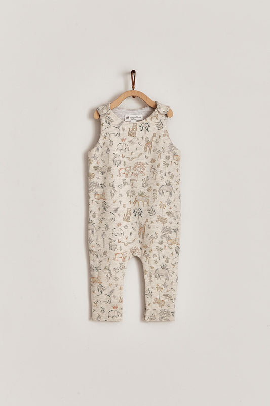 Safari overall is beyond cute! Let your baby be awesome and comfortable at the same time.  This overall features an all-over safari print. With brown, orange and green colours. Match it with our lovely bodysuits for the sweetest looks! Colour: Beige melange with brown, orange and green details. Composition: 100% Peruvian Pima Cotton.  Made in Peru. Machine washable. Safety warning: Keep away from fire.