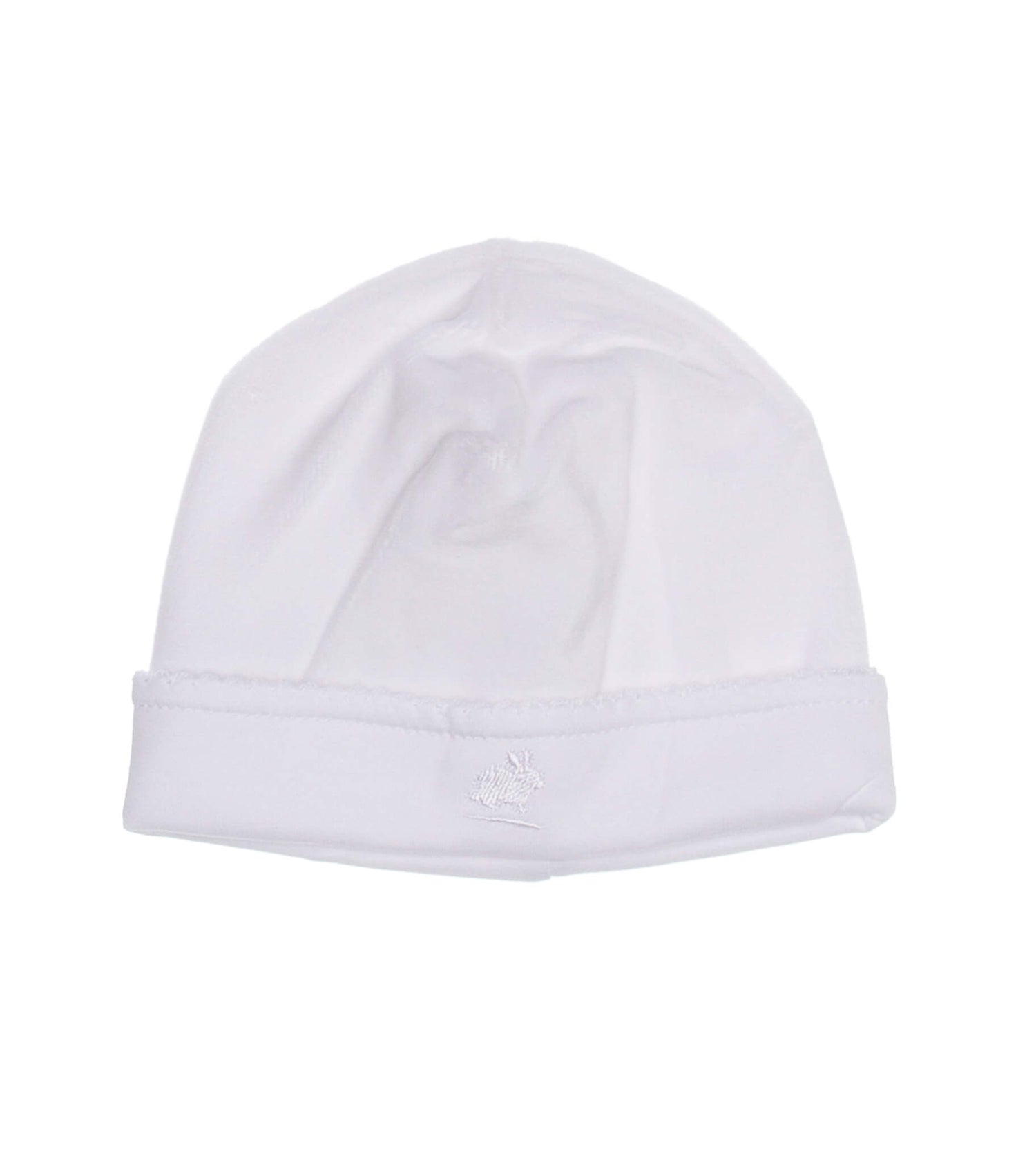 Soft plush white fabric that keeps your little one comfortable and warm.  Embroidered logo. A perfect beanie for those chilly nights!